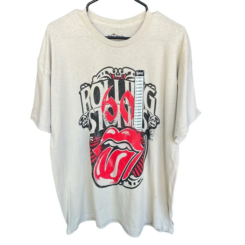 The Rolling Stones Shirt Adult Extra Large Beige Rock Band Music Jagger Spencers